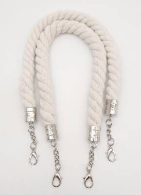 Angel Çanta Aksesuar 50 cm Pamuklu Halat Model Çift Çanta Sapı Gümüş Metalli - 1