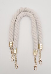 Angel Çanta Aksesuar 50 cm Pamuklu Halat Model Çift Çanta Sapı Light Gold Metalli - Angel Çanta Aksesuar