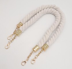 Angel Çanta Aksesuar 50 cm Pamuklu Halat Model Çift Çanta Sapı Light Gold Metalli - 3