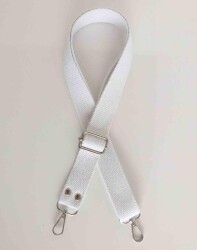 Angel Çanta Aksesuar Beyaz Pamuklu Kolon Ayarlamalı Çanta Sapı Gümüş Metal - Angel Çanta Aksesuar