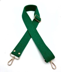 Angel Çanta Aksesuar Çimen Yeşili 120X4 Cm Pamuklu Kolon Light Gold Metal Çanta Sapı - Angel Çanta Aksesuar