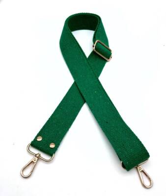 Angel Çanta Aksesuar Çimen Yeşili 120X4 Cm Pamuklu Kolon Light Gold Metal Çanta Sapı - 1