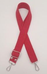 Angel Çanta Aksesuar Pamuklu Kolon 120X3 Cm Kırmızı Gümüş Metalli - Angel Çanta Aksesuar