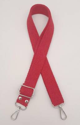 Angel Çanta Aksesuar Pamuklu Kolon 120X3 Cm Kırmızı Gümüş Metalli - 1