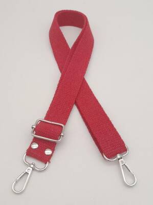 Angel Çanta Aksesuar Pamuklu Kolon 120X3 Cm Kırmızı Gümüş Metalli - 2