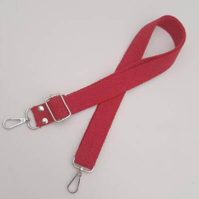 Angel Çanta Aksesuar Pamuklu Kolon 120X3 Cm Kırmızı Gümüş Metalli - 3