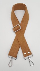 Angel Çanta Aksesuar Koyu Sütlü Kahve 120X4 Cm Pamuklu Kolon Gümüş Metal - Angel Çanta Aksesuar