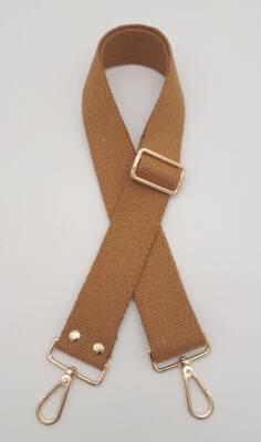 Angel Çanta Aksesuar Koyu Sütlü Kahve 120X4 Cm Pamuklu Kolon Light Gold Metal - 1