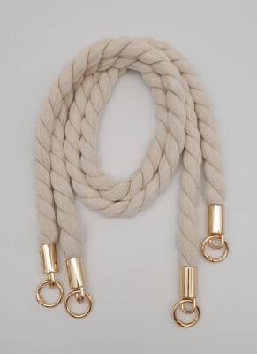 Angel Çanta Aksesuar Pamuklu Halat Model Çift Çanta Sapı Light Gold Metalli - 1