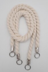 Angel Çanta Aksesuar Pamuklu Halat Model Çift Çanta Sapı Gümüş Metalli - Angel Çanta Aksesuar