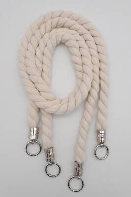 Angel Çanta Aksesuar Pamuklu Halat Model Çift Çanta Sapı Gümüş Metalli - 1