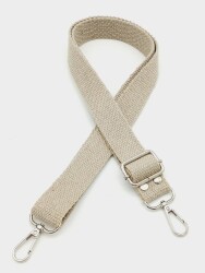 Angel Çanta Aksesuar Pamuklu Kolon 120X3 Cm Bej Gümüş Metalli - Angel Çanta Aksesuar