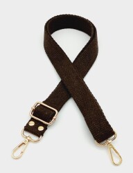 Angel Çanta Aksesuar Pamuklu Kolon 120X3 Cm Kahverengi Light Gold Metalli - Angel Çanta Aksesuar