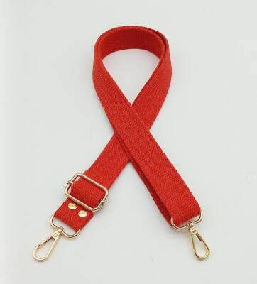 Angel Çanta Aksesuar Pamuklu Kolon 120X3 Cm Kırmızı Light Gold Metalli - 1