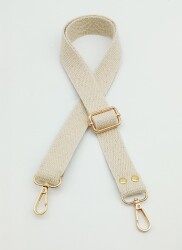 Angel Çanta Aksesuar Pamuklu Kolon 120X3 Cm Krem Light Gold Metalli - Angel Çanta Aksesuar