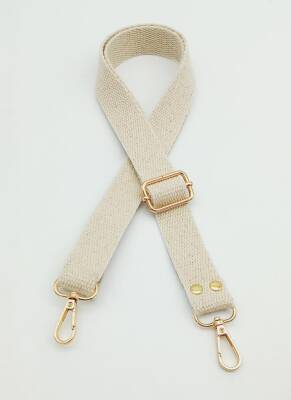 Angel Çanta Aksesuar Pamuklu Kolon 120X3 Cm Krem Light Gold Metalli - 1