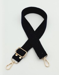 Angel Çanta Aksesuar Pamuklu Kolon 120X3 Cm Siyah Light Gold Metalli - Angel Çanta Aksesuar