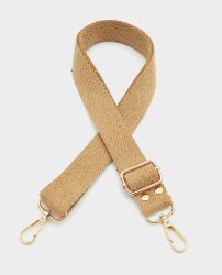 Angel Çanta Aksesuar Pamuklu Kolon 120X3 Cm Koyu Sütlü Kahve Light Gold Metalli - Angel Çanta Aksesuar