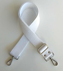 Angel Çanta Aksesuar Pamuklu Kolon 120X4 Cm Gümüş Metal Beyaz - Angel Çanta Aksesuar