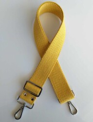 Angel Çanta Aksesuar Pamuklu Kolon 120X4 Cm Gümüş Metal Hardal Sarı - Angel Çanta Aksesuar