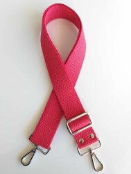 Angel Çanta Aksesuar Pamuklu Kolon 120X4 Cm Gümüş Metal Kırmızı - Angel Çanta Aksesuar