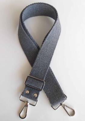 Angel Çanta Aksesuar Pamuklu Kolon 120X4 Cm Gümüş Metal Koyu Gri - 1