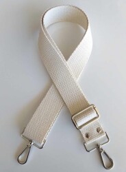 Angel Çanta Aksesuar Pamuklu Kolon 120X4 Cm Gümüş Metal Krem Renk - Angel Çanta Aksesuar