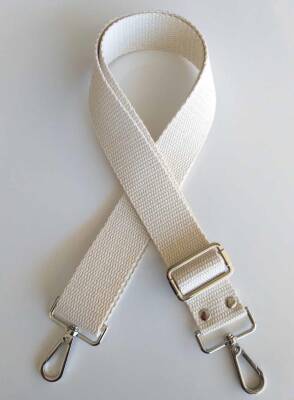 Angel Çanta Aksesuar Pamuklu Kolon 120X4 Cm Gümüş Metal Krem Renk - 1