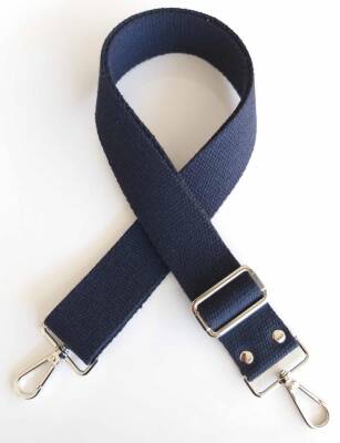 Angel Çanta Aksesuar Pamuklu Kolon 120X4 Cm Gümüş Metal Lacivert - 1