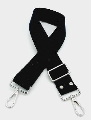 Angel Çanta Aksesuar Pamuklu Kolon 120X4 Cm Gümüş Metal Siyah - 1