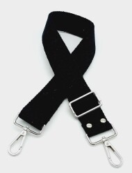 Angel Çanta Aksesuar Pamuklu Kolon 120X4 Cm Gümüş Metal Siyah - Angel Çanta Aksesuar