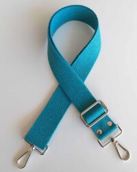 Angel Çanta Aksesuar Pamuklu Kolon 120X4 Cm Gümüş Metal Turkuaz - Angel Çanta Aksesuar