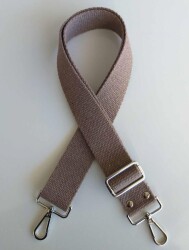 Angel Çanta Aksesuar Pamuklu Kolon 120X4 Cm Gümüş Metal Vizon - Angel Çanta Aksesuar