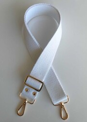 Angel Çanta Aksesuar Pamuklu Kolon 120X4 Cm Light Gold Metal Beyaz - Angel Çanta Aksesuar