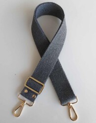 Angel Çanta Aksesuar Pamuklu Kolon 120X4 Cm Light Gold Metal Koyu Gri - Angel Çanta Aksesuar