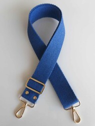 Angel Çanta Aksesuar Pamuklu Kolon 120X4 Cm Light Gold Metal Saks Mavi - Angel Çanta Aksesuar