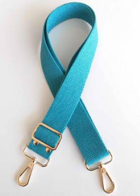 Angel Çanta Aksesuar Pamuklu Kolon 120X4 Cm Light Gold Metal Turkuaz - 1