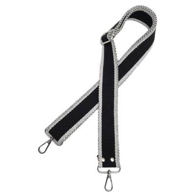 Angel Çanta Aksesuar Pamuklu Kolon 120x4 cm Siyah Beyaz Renk Gümüş Metalli - 3