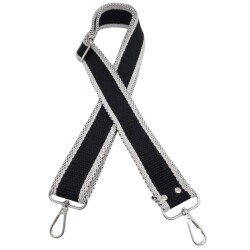 Angel Çanta Aksesuar Pamuklu Kolon 120x4 cm Siyah Beyaz Renk Gümüş Metalli - 2