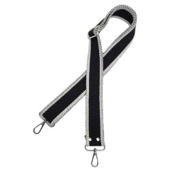 Angel Çanta Aksesuar Pamuklu Kolon 120x4 cm Siyah Beyaz Renk Gümüş Metalli - 3