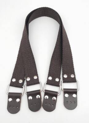 Angel Çanta Aksesuar Pamuklu Kolon 57X3 Cm Derili Kahverengi Çanta Sapı Gümüş Metalli - 3