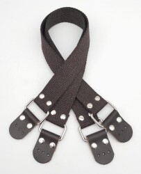 Angel Çanta Aksesuar Pamuklu Kolon 57X3 Cm Derili Kahverengi Çanta Sapı Gümüş Metalli - Angel Çanta Aksesuar