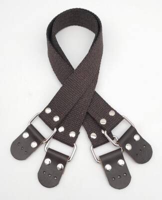 Angel Çanta Aksesuar Pamuklu Kolon 57X3 Cm Derili Kahverengi Çanta Sapı Gümüş Metalli - 1