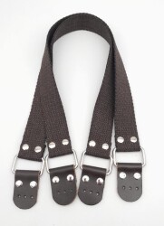 Angel Çanta Aksesuar Pamuklu Kolon 57X3 Cm Derili Kahverengi Çanta Sapı Gümüş Metalli - 3