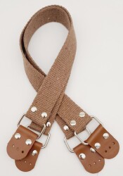 Angel Çanta Aksesuar Pamuklu Kolon 57X3 Cm Derili Vizon Renk Çanta Sapı Gümüş Metalli - Angel Çanta Aksesuar