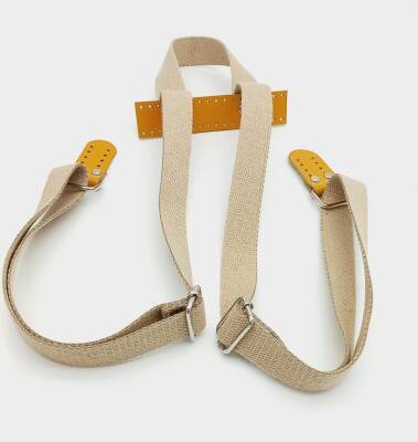 Angel Çanta Aksesuar Pamuklu Kolon Bej Sırt Çantası Sapı Gümüş Metalli - 1