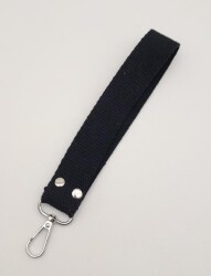 Angel Çanta Aksesuar Siyah Pamuklu Kolon Elcik Gümüş Metalli - Angel Çanta Aksesuar