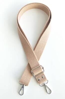 Angel Çanta Aksesuar Sütlü Kahve Pamuklu Kolon Ayarlamalı Çanta Sapı Gümüş Metalli - 1