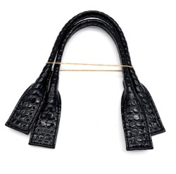 Angel Çanta Aksesuar Pelikan Model Kısa Çanta Sapı Croco Desen Rugan Siyah Renk - Angel Çanta Aksesuar