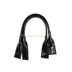 Angel Çanta Aksesuar Rugan Deri Pelikan Model Kısa Çanta Sapı Siyah Renk - Angel Çanta Aksesuar